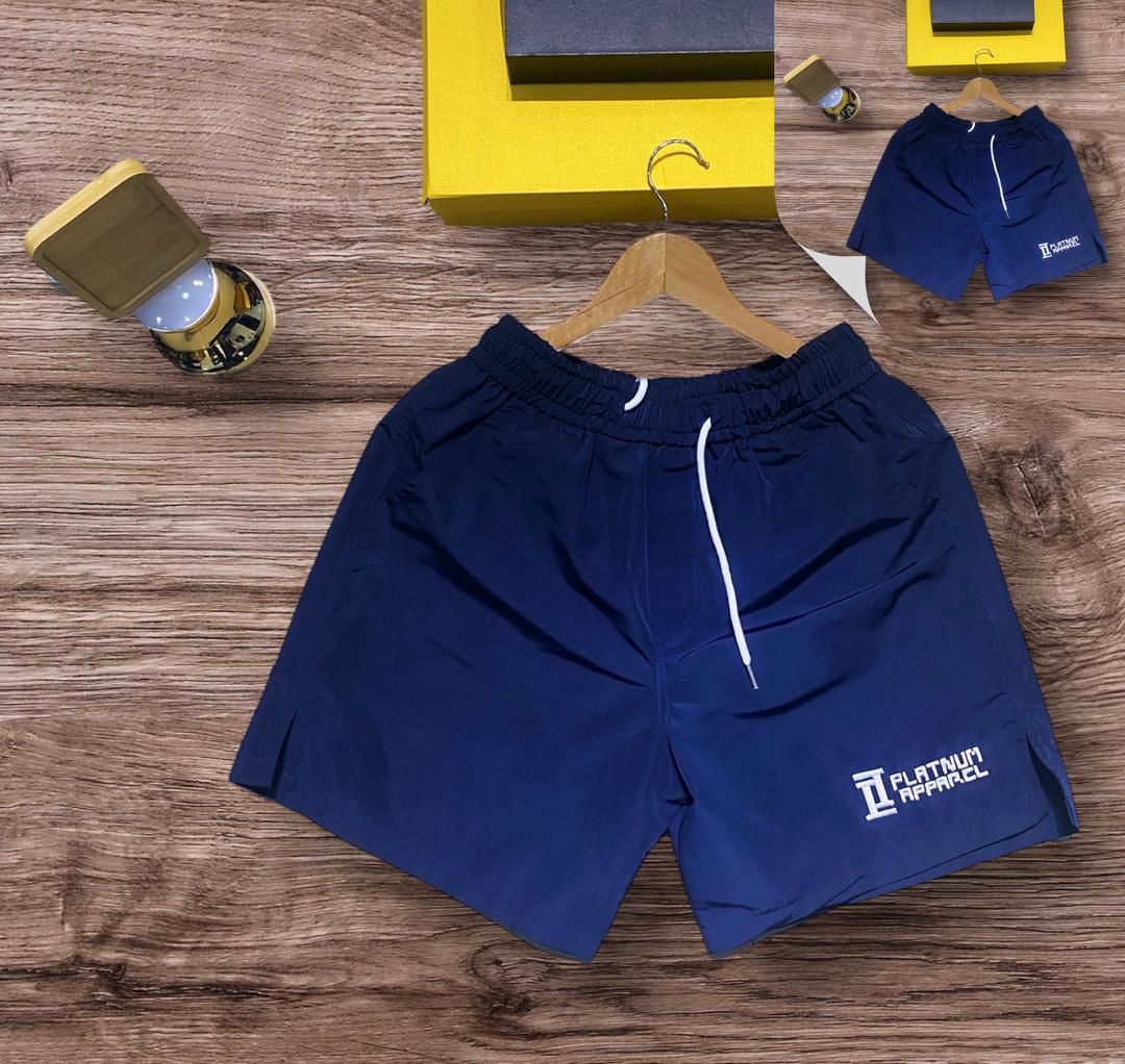 Dark blue shorts for men with logo detailing 