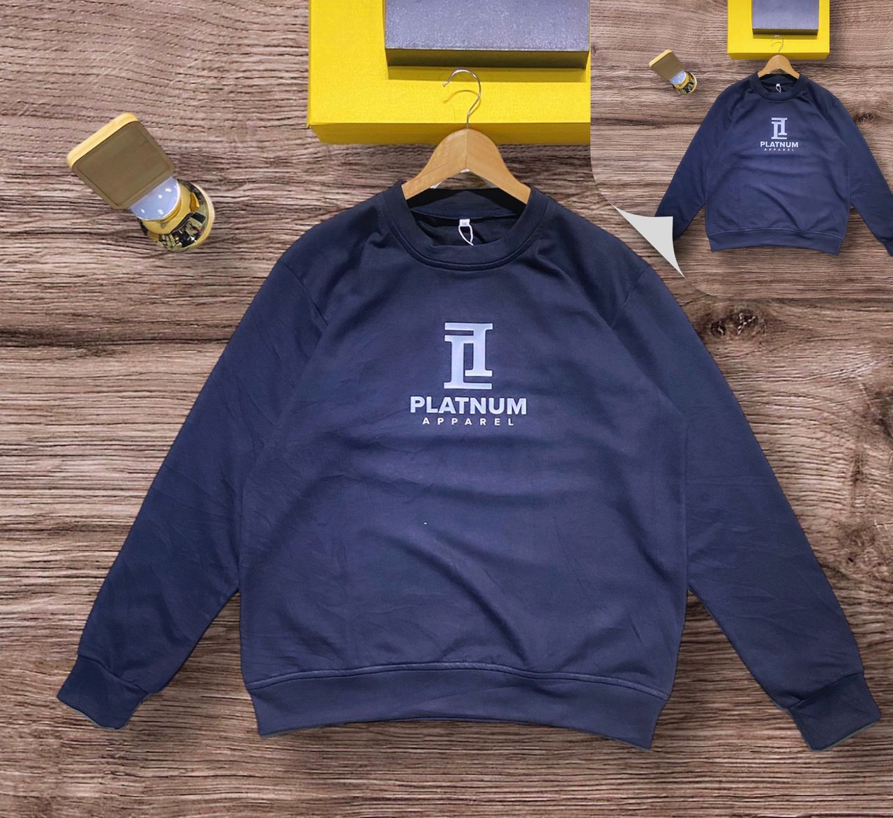 Platnum Sweatshirt Dark Blue with platnum Apparel logo