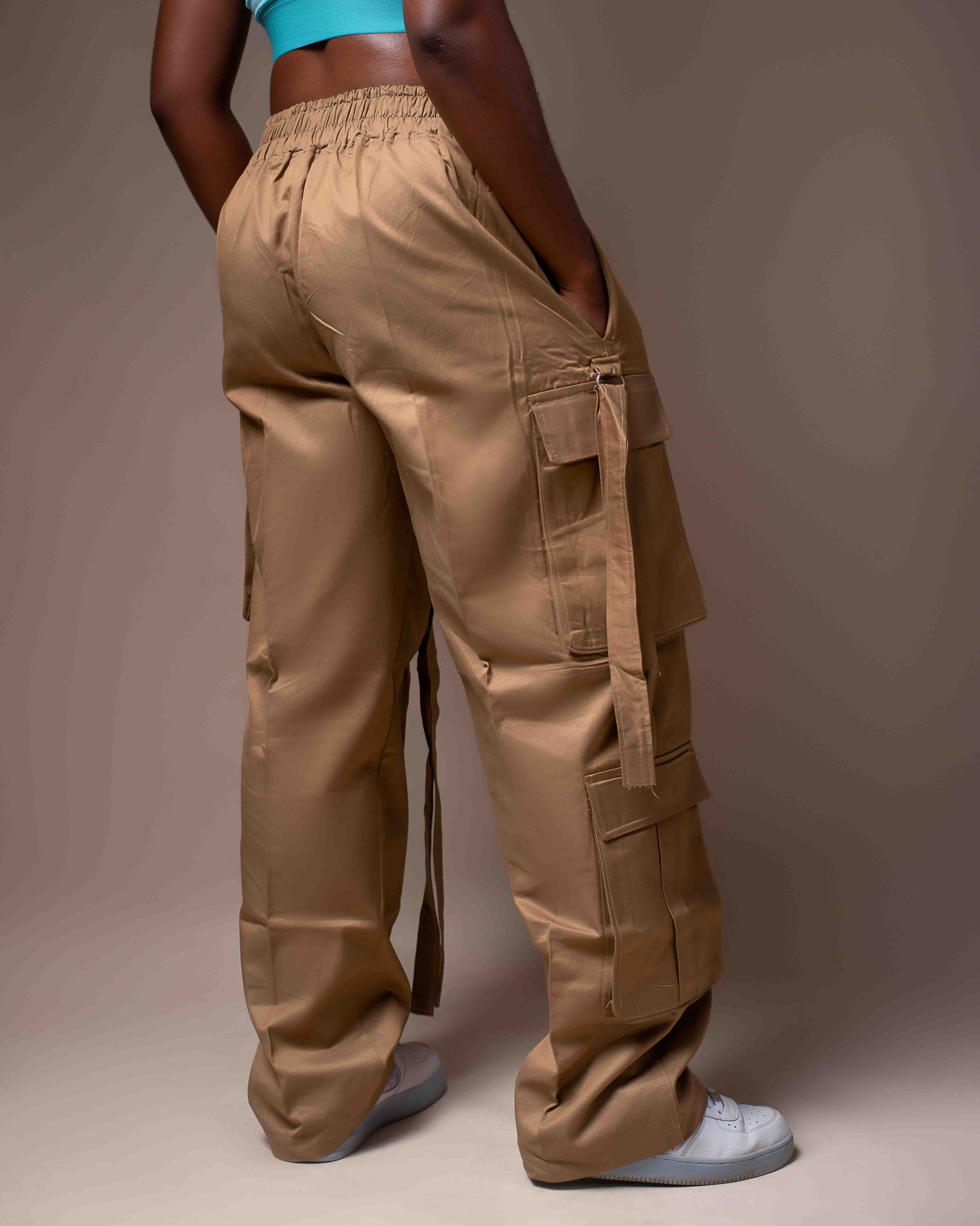 関税込☆Bohemian Seoul★ROLL UP BELT CARGO PANTS KHAKI BROWN 関税込☆Bohemian Seoul☆ROLL UP BELT CARGO PANTS KHAKI BROWN