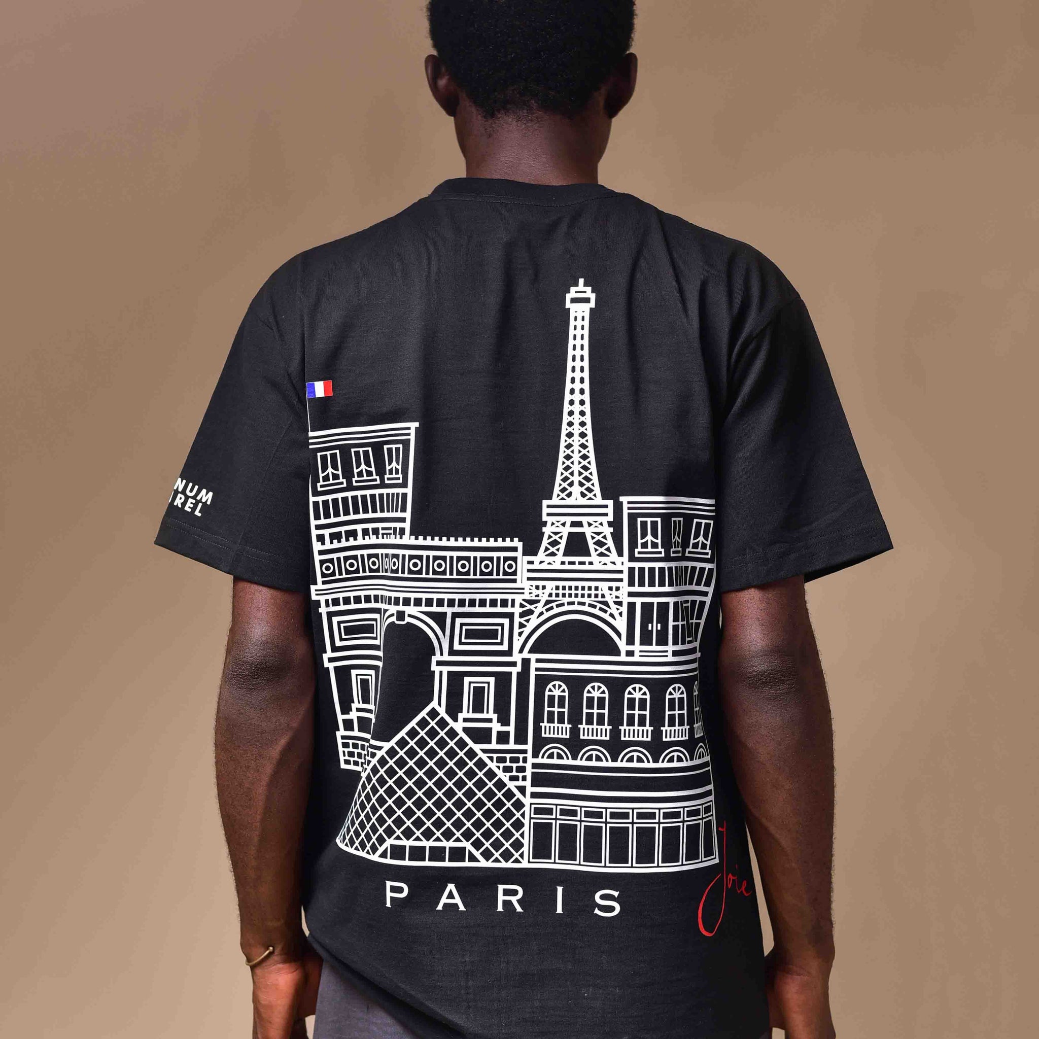 Black. Eiffel tower Paris T-shirt design. Unisex